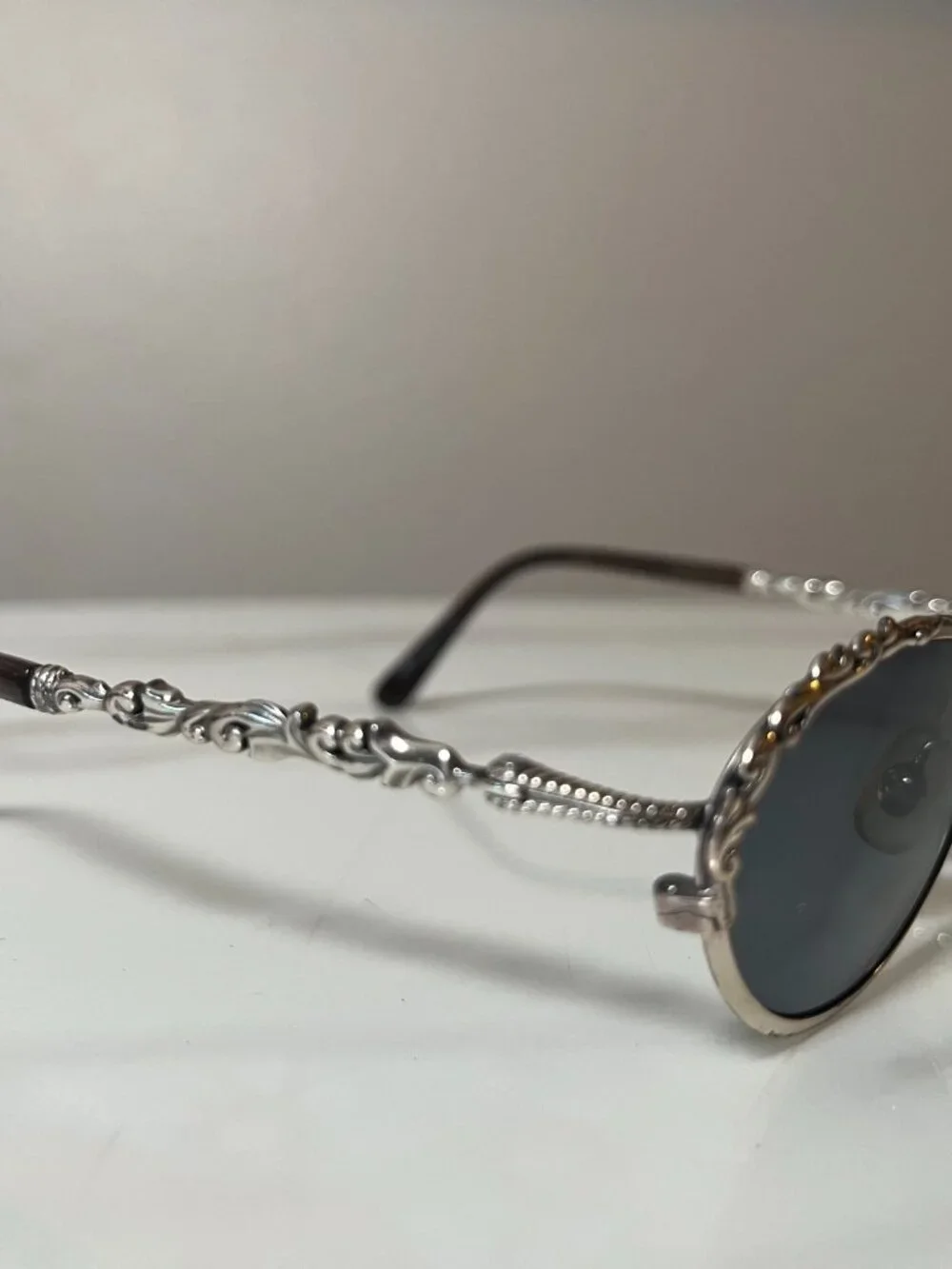 Brighton Vintage Silver Filigree Oval Sunglasses + Case